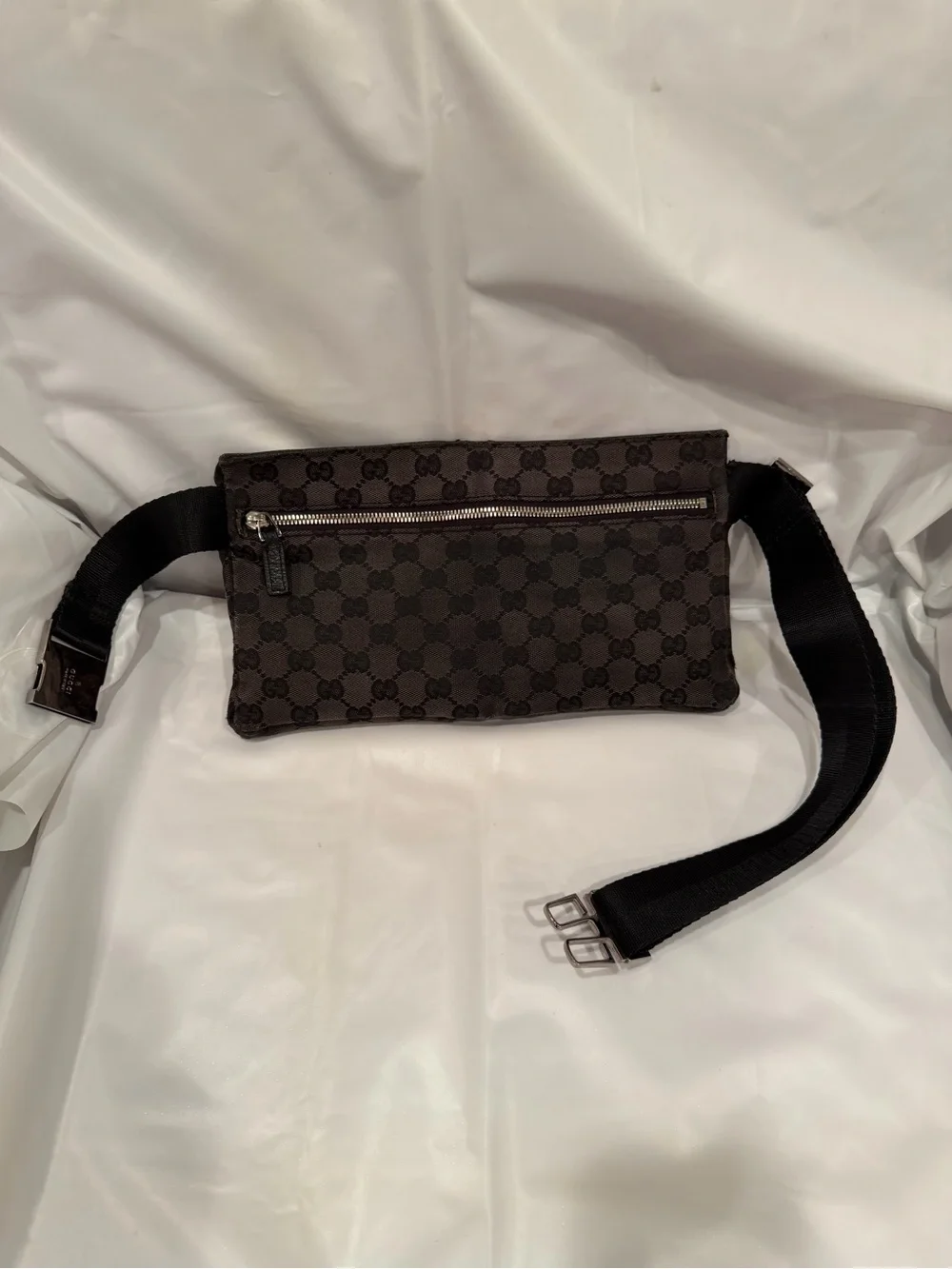 Gucci Black and Brown Monogram Belt Bag